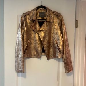 Never worn Anthropologie Copper Metallic Crop Jacket